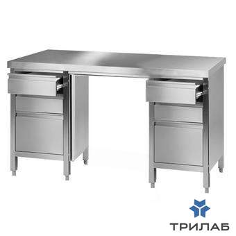 Стол лабораторный 4, с двумя тумбами, нержавеющая сталь, 2000х750х750 мм, 1 шт., Bochem