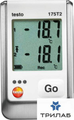Логгер данных температуры testo 175 T2 с внутренним сенсором и разъемом для внешнего зонда, Testo