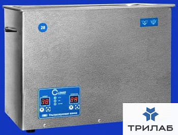 Ультразвуковая баня (мойка) 28 л, цифровая, нагрев до 65 °С, с крышкой, с корзиной, 35 кГц, Сапфир